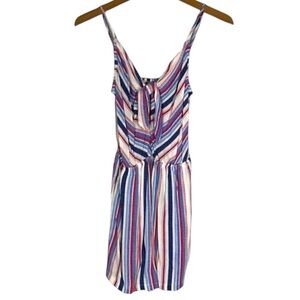 NWT Mimi Chica Striped Tie Front Romper XS Red White Blue Summer Romper